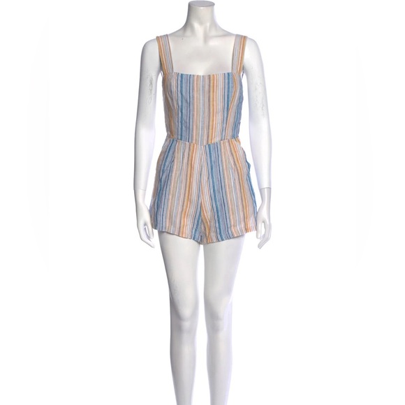 Reformation Striped Square Neckline Romper XS - Picture 1 of 5